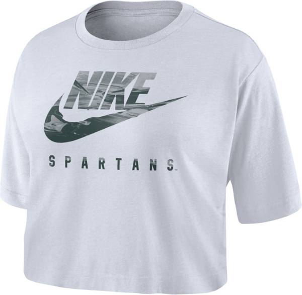 Nike Women's Michigan State Spartans Spring Break Cropped White T-Shirt