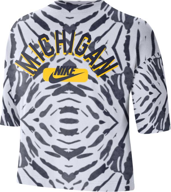 Nike Women's Michigan Wolverines White Tie-Dye Boxy Festival T-Shirt