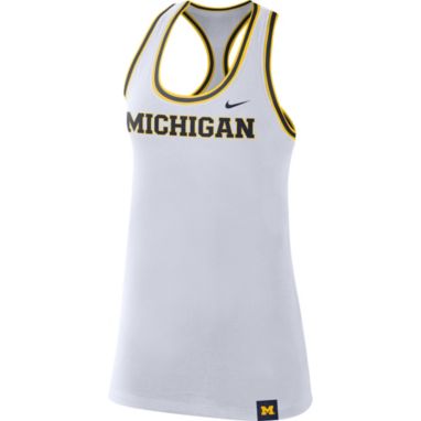 sorry, Nike Women's Michigan Wolverines Dri-FIT Cotton Racer White Tank Top is currently out of stock