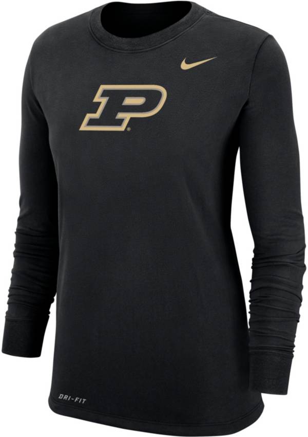 Nike Women's Purdue Boilermakers Dri-FIT Cotton Long Sleeve Black T-Shirt