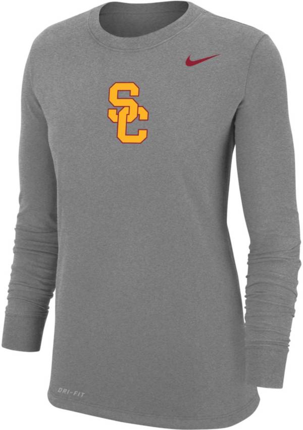 Nike Women's USC Trojans Grey Dri-FIT Cotton Long Sleeve T-Shirt product image