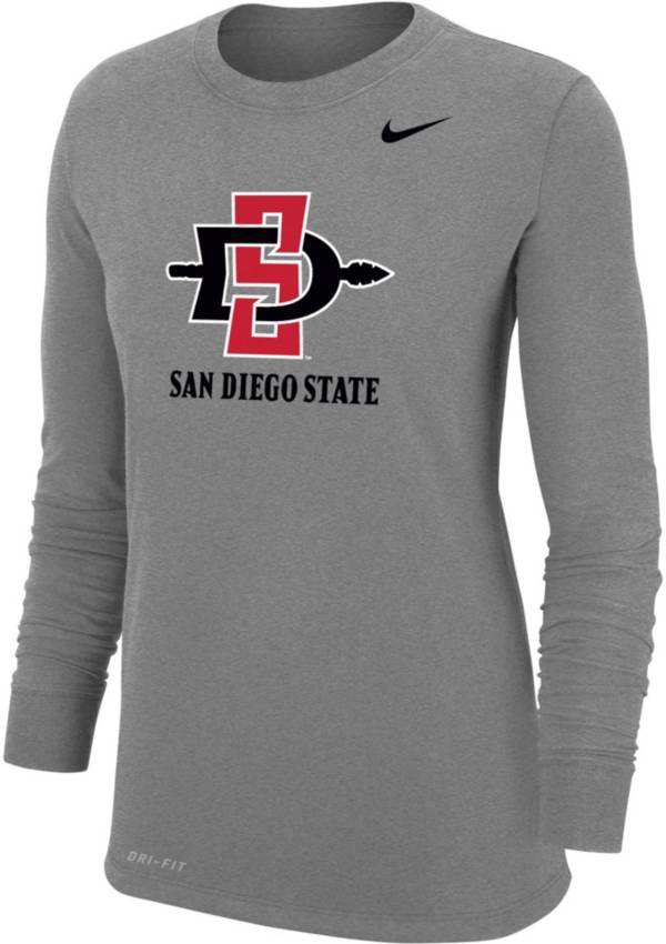 Nike Women's San Diego State Aztecs Grey Dri-FIT Core Cotton Long Sleeve T-Shirt product image