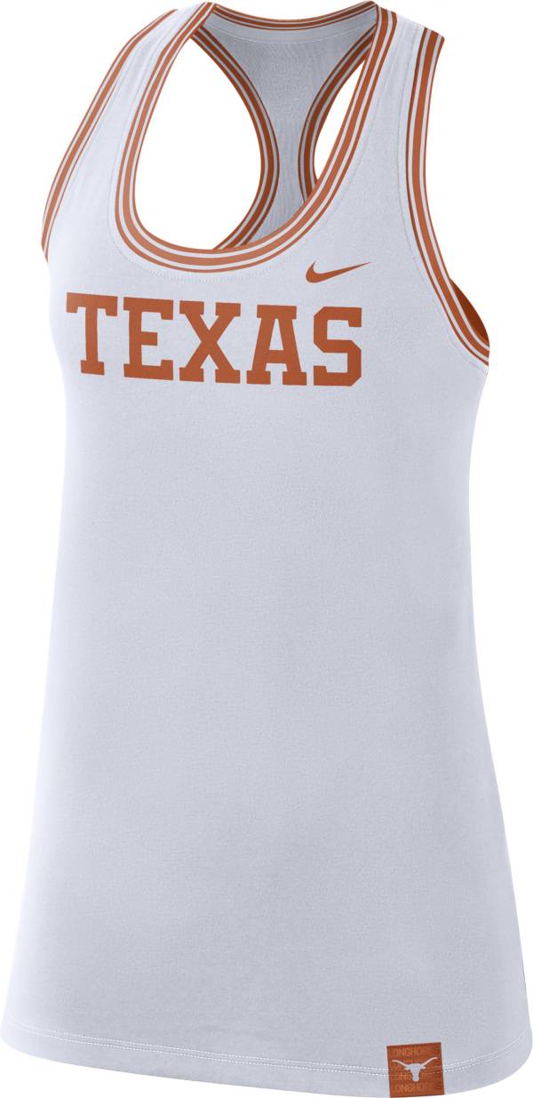 Nike Women's Texas Longhorns Dri-FIT Cotton Racer White Tank Top