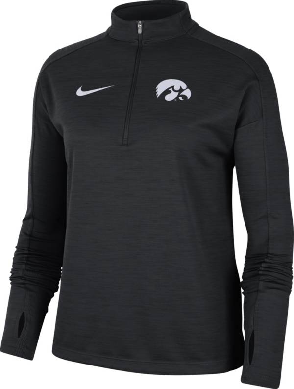 Nike Women's Iowa Hawkeyes Dri-FIT Pacer Quarter-Zip Black Shirt