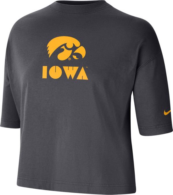 Nike Women's Iowa Hawkeyes Grey Dri-FIT Cropped T-Shirt product image