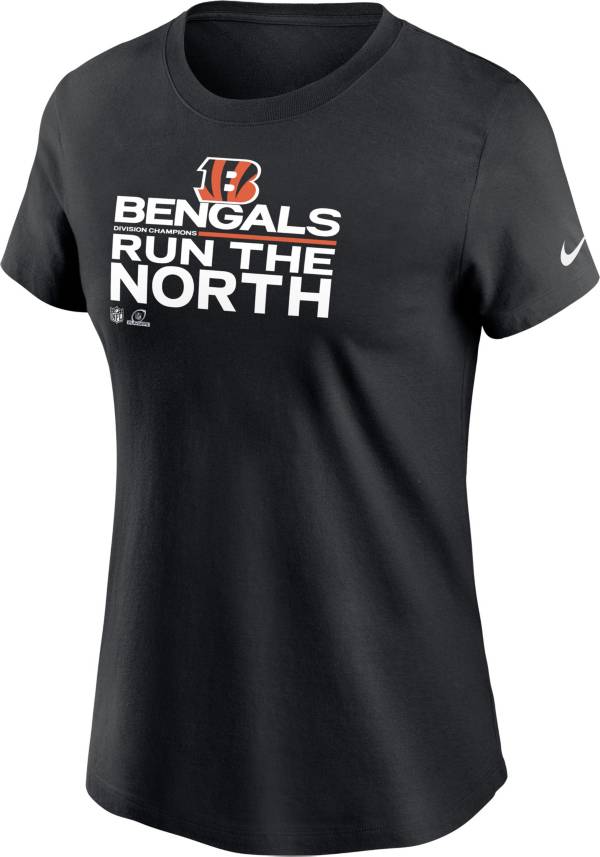 Nike Women's Cincinnati Bengals 2021 Run the AFC North Division Champions Black T-Shirt