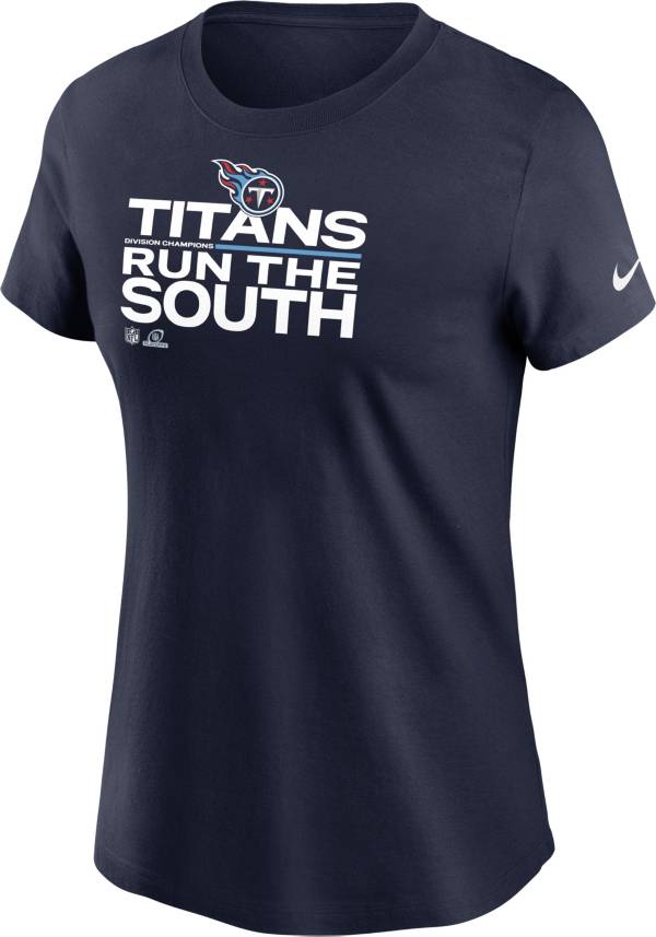 Nike Women's Tennessee Titans 2021 Run the AFC South Division Champions Navy T-Shirt