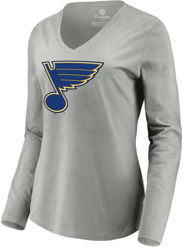 Fanatics NHL Women's St. Louis Blues Team Poly Grey V-Neck T-Shirt, XL, Gray | Holiday Gift