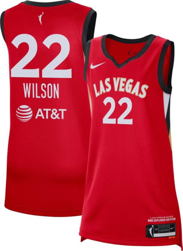 Nike Adult Las Vegas Aces A'ja Wilson Red Victory Explorer Jersey, Men's, XS