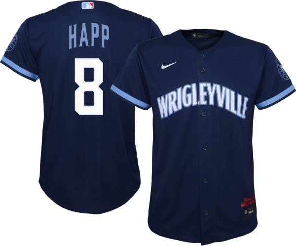 Nike Youth Chicago Cubs Ian Happ #8 Navy 2021 City Connect Cool Base Jersey product image