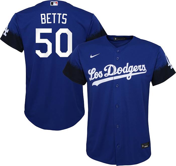 Nike Youth Replica Los Angeles Dodgers Mookie Betts #50 Cool Base Gray Jersey