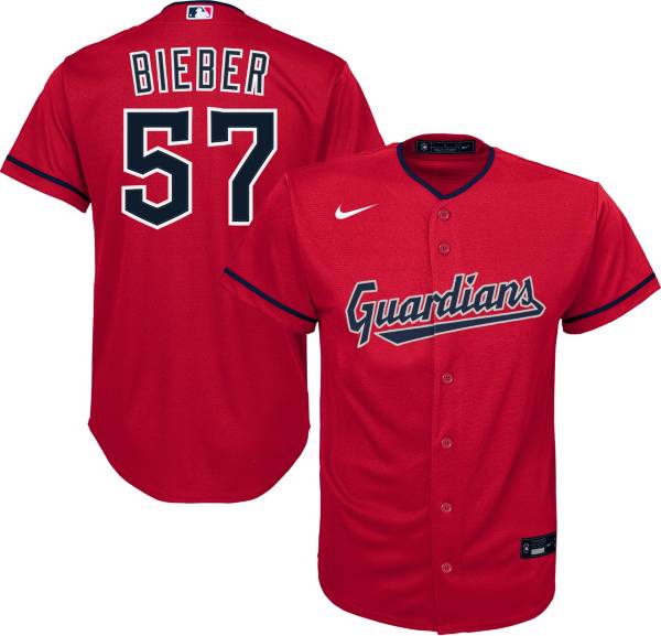 Nike Youth Cleveland Guardians Shane Bieber #57 Red Replica Baseball Jersey