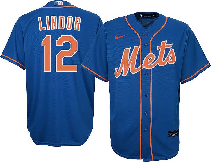 Nike Youth New York Mets Francisco Lindor #12 Cool Base Alternate Replica  Jersey