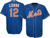 Nike Men's New York Mets Francisco Lindor #12 Black Cool Base Alternate  Jersey