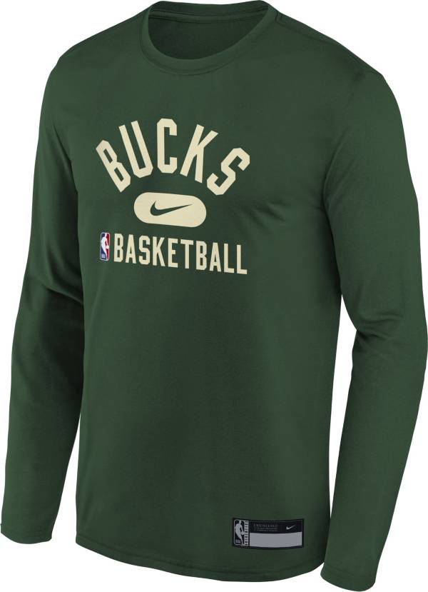 Nike Youth Milwaukee Bucks Green Long Sleeve Practice Shirt