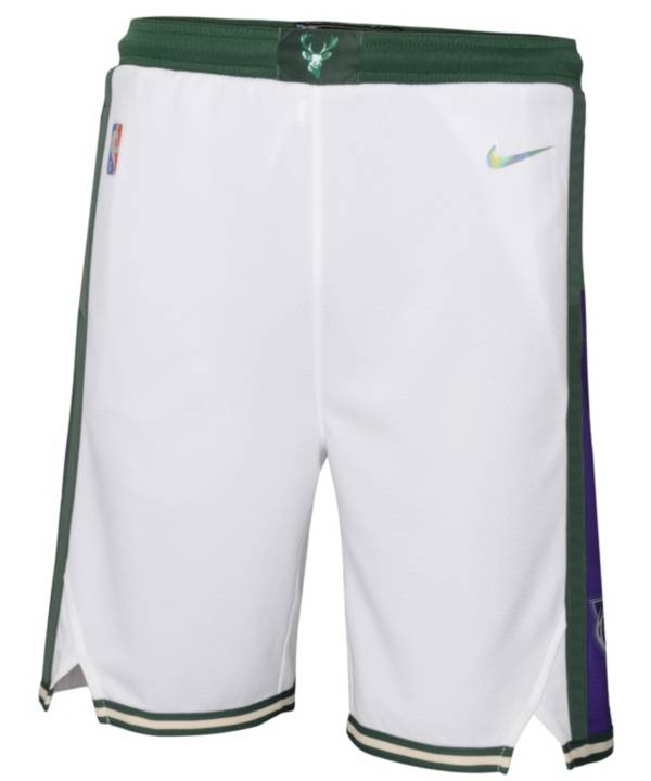 Nike Youth 2021-22 City Edition Milwaukee Bucks White Swingman Shorts