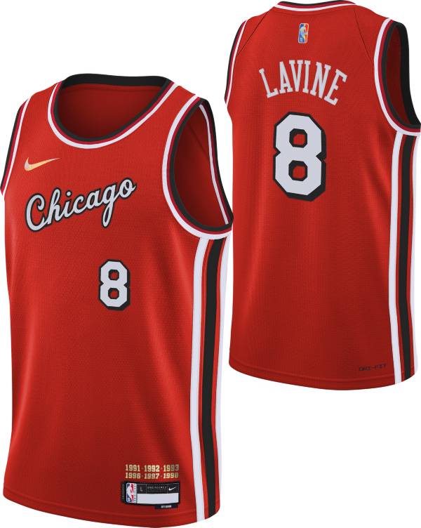 Nike Youth 2021-22 City Edition Chicago Bulls Zach LaVine #8 Red Swingman Jersey