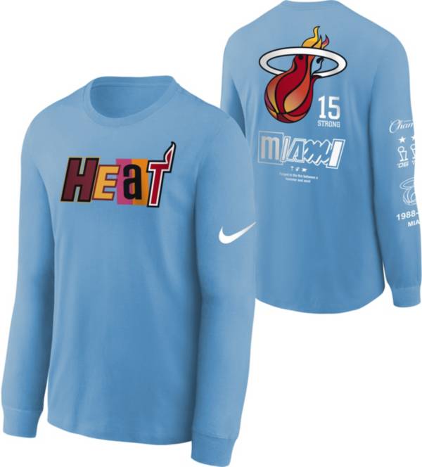 Nike Youth 2021-22 City Edition Miami Heat Blue Courtside Long Sleeve T-Shirt