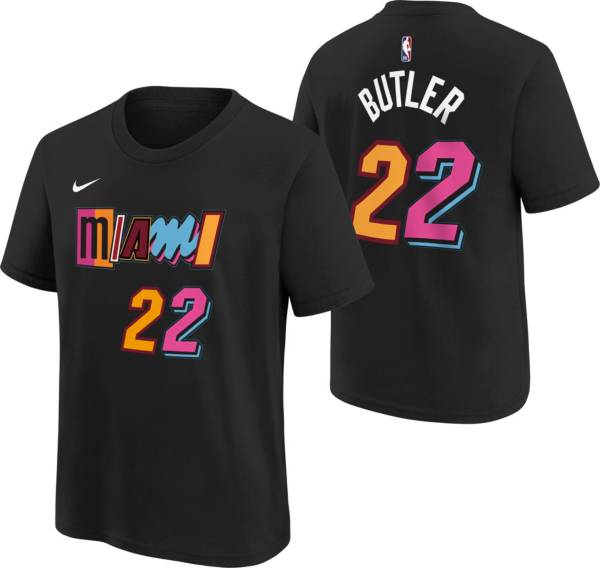 Nike Youth 2021-22 City Edition Miami Heat Jimmy Butler #22 Black Player T-Shirt