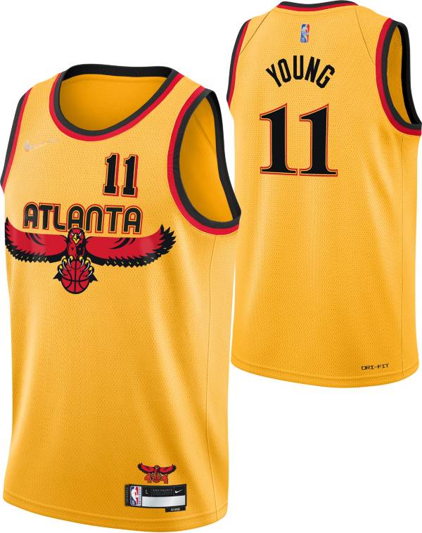 Nike Youth 2021-22 City Edition Atlanta Hawks Trae Young #11 Yellow Swingman Jersey