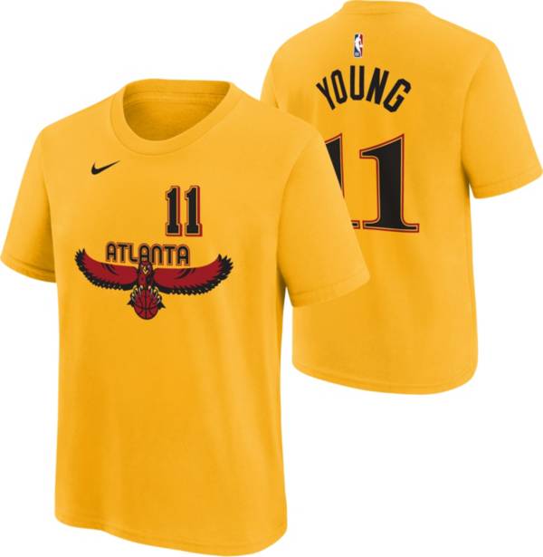 Nike Youth 2021-22 City Edition Atlanta Hawks Trae Young #11 Yellow Player T-Shirt
