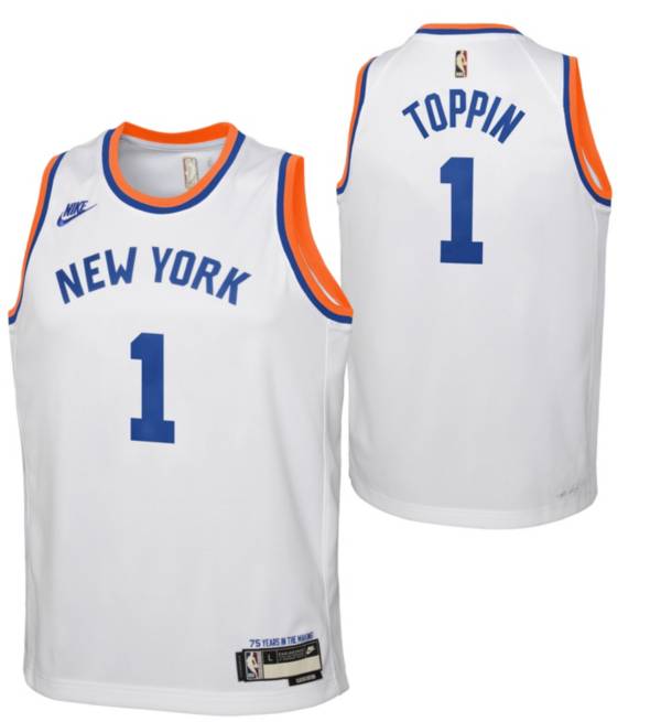 Nike Youth New York Knicks Obi Toppin #1 White Dri-FIT Swingman Jersey product image
