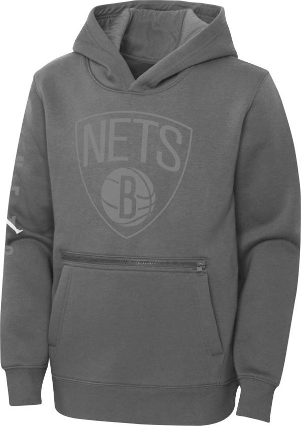 Jordan Youth Brooklyn Nets Grey Statement Pullover Hoodie product image