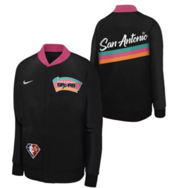sorry, Nike Youth 2021-22 City Edition San Antonio Spurs Black Long Sleeve Showtime Jacket is currently out of stock