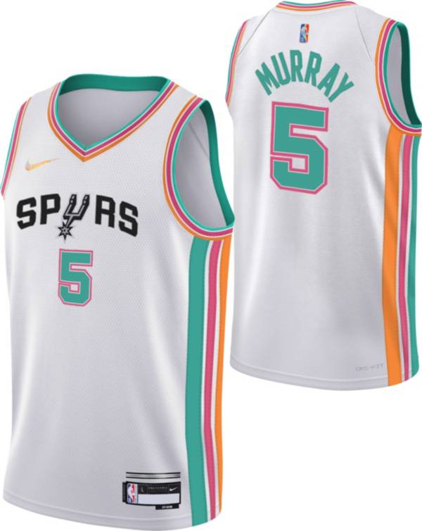 Nike Youth 2021-22 City Edition San Antonio Spurs Dejounte Murray #5 White Swingman Jersey