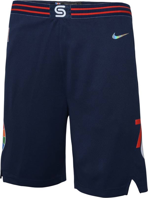 Nike Youth 2021-22 City Edition Philadelphia 76ers Blue Swingman Shorts