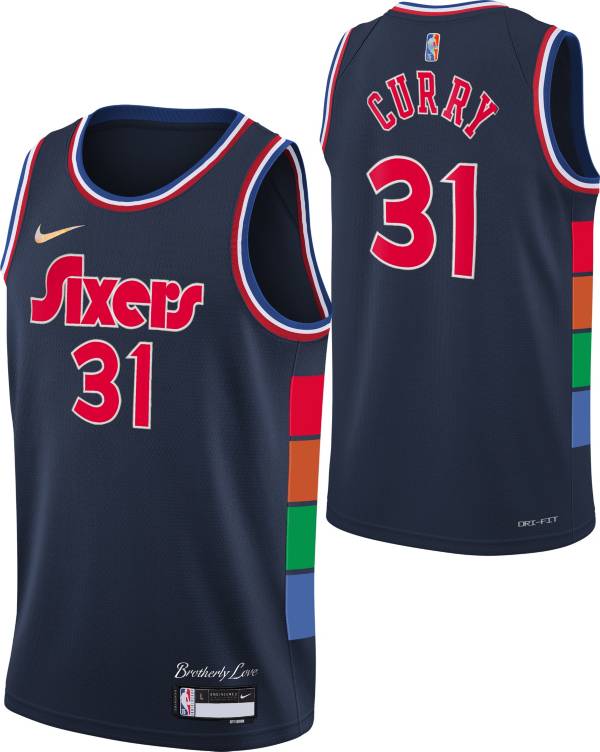 Nike Youth 2021-22 City Edition Philadelphia 76ers Seth Curry #31 Blue Swingman Jersey product image