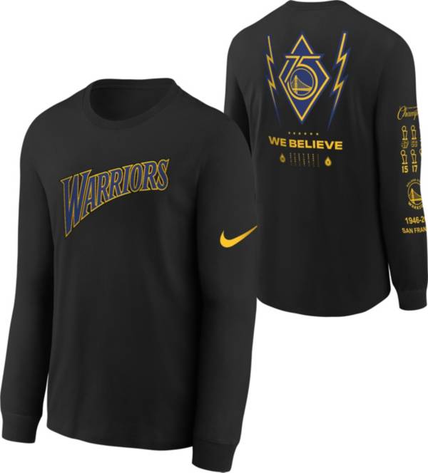 Nike Youth 2021-22 City Edition Golden State Warriors Black Courtside Long Sleeve T-Shirt