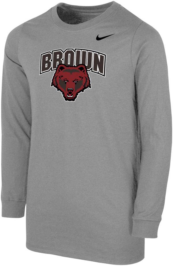 Nike Youth Brown University Bears Grey Core Cotton Long Sleeve T-Shirt product image