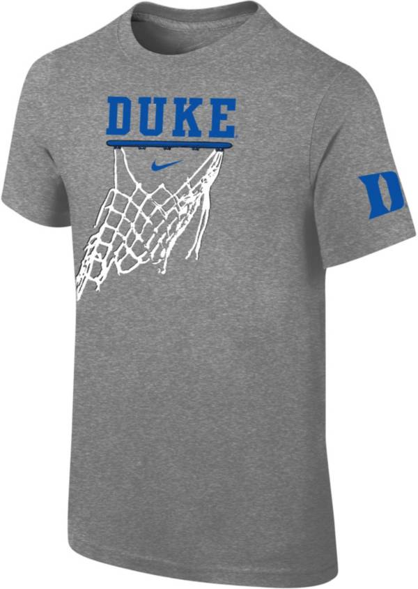 Nike Youth Duke Blue Devils Grey Cotton Basketball Hoop T-Shirt