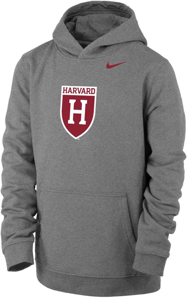 Nike Youth Harvard Crimson Grey Club Fleece Pullover Hoodie