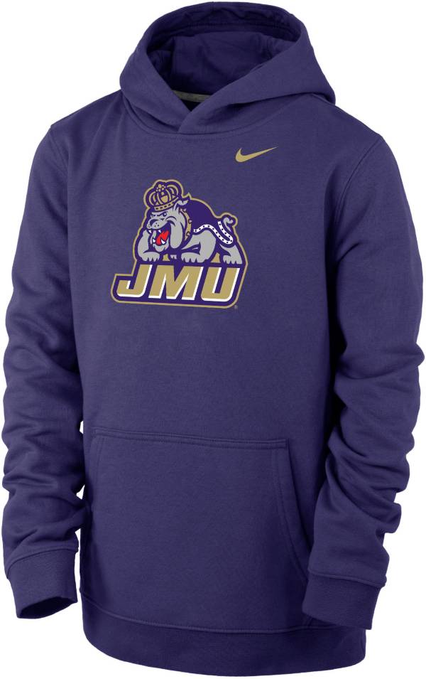 Nike Youth James Madison Dukes Purple Club Fleece Pullover Hoodie