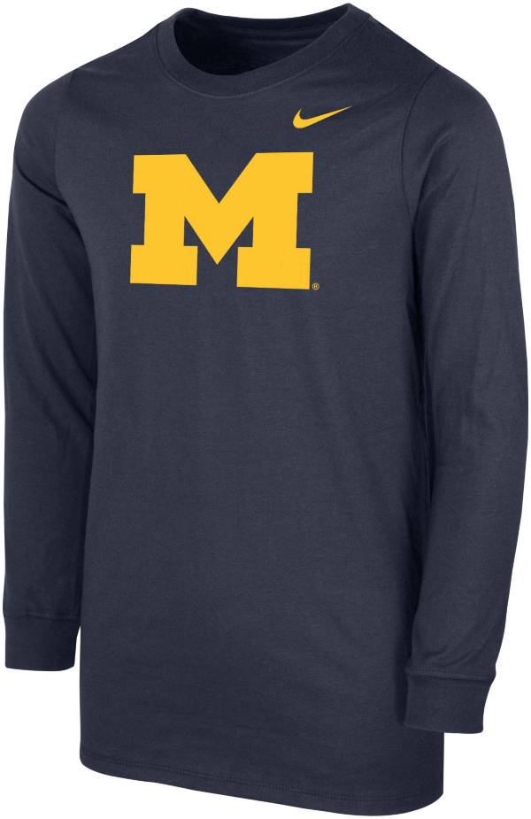 Nike Youth Michigan Wolverines Blue Core Cotton Long Sleeve T-Shirt