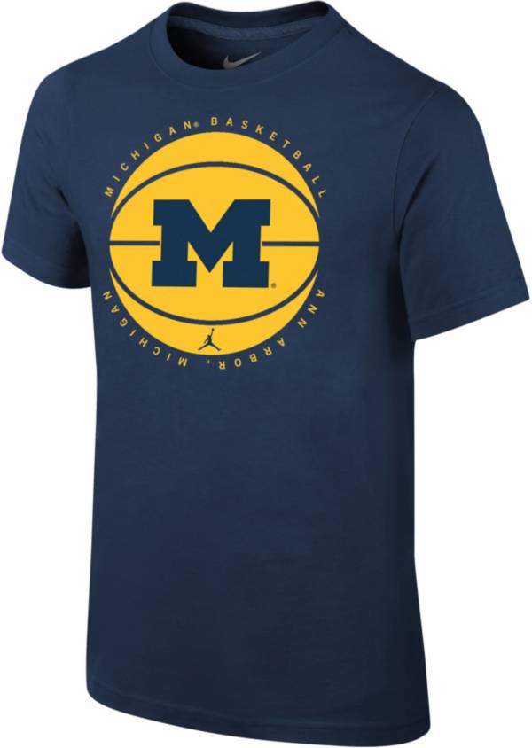 Jordan Youth Michigan Wolverines Blue Cotton Basketball Team T-Shirt product image