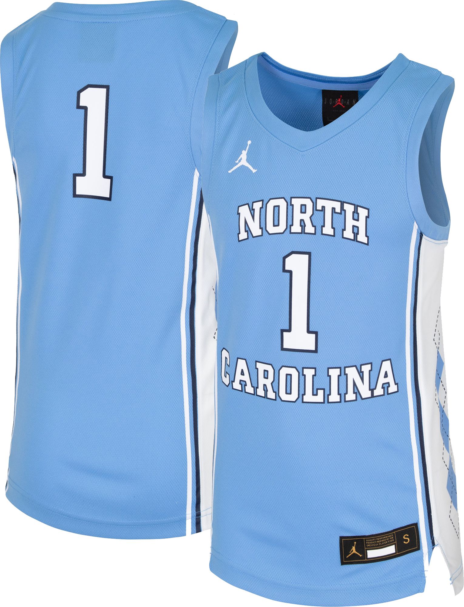 Jordan Youth North Carolina Tar Heels #1 Carolina Blue Replica Basketball Jersey product image