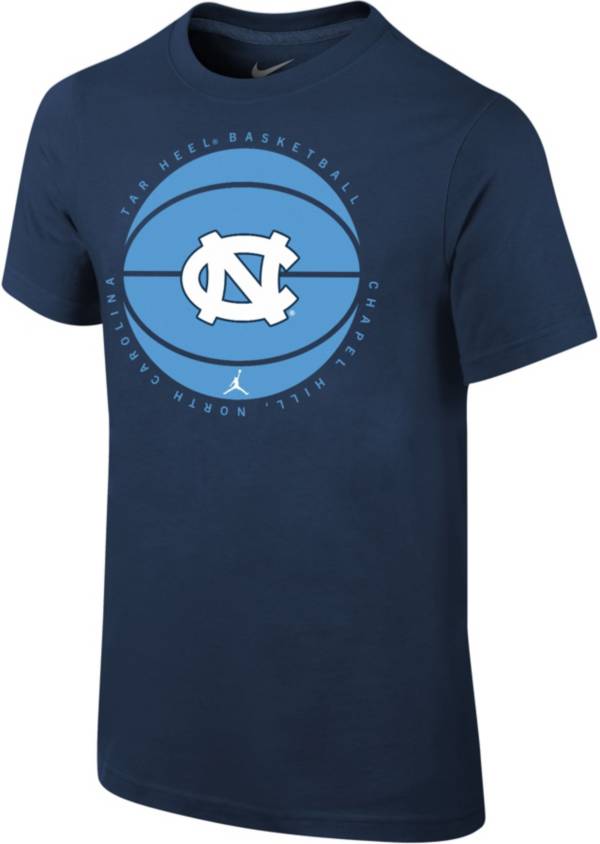 Jordan Youth North Carolina Tar Heels Navy Cotton Basketball Team T-Shirt