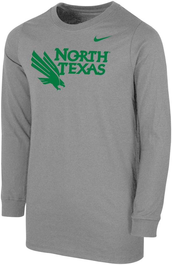 Nike Youth North Texas Mean Green Grey Core Cotton Long Sleeve T-Shirt product image
