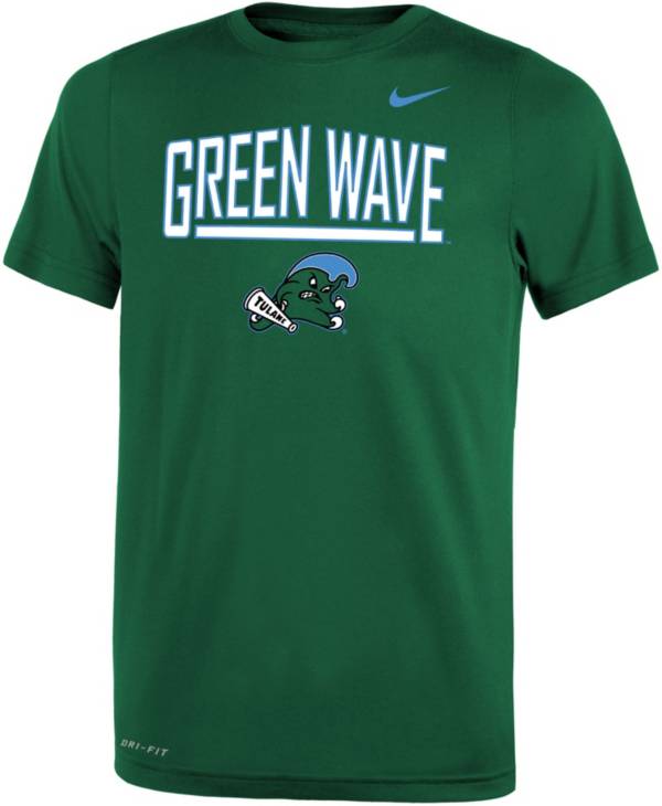 Nike Youth Tulane Green Wave Olive Dri-FIT Legend T-Shirt