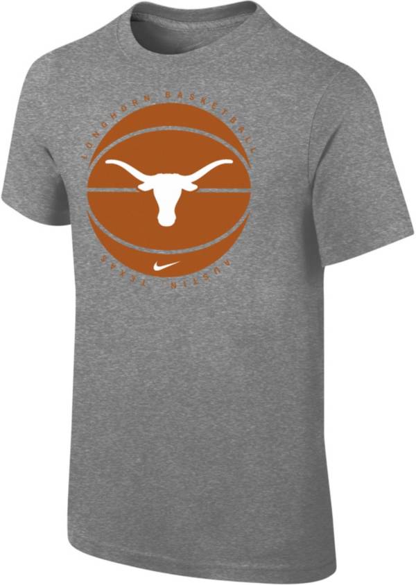Nike Youth Texas Longhorns Grey Cotton Basketball Team T-Shirt product image