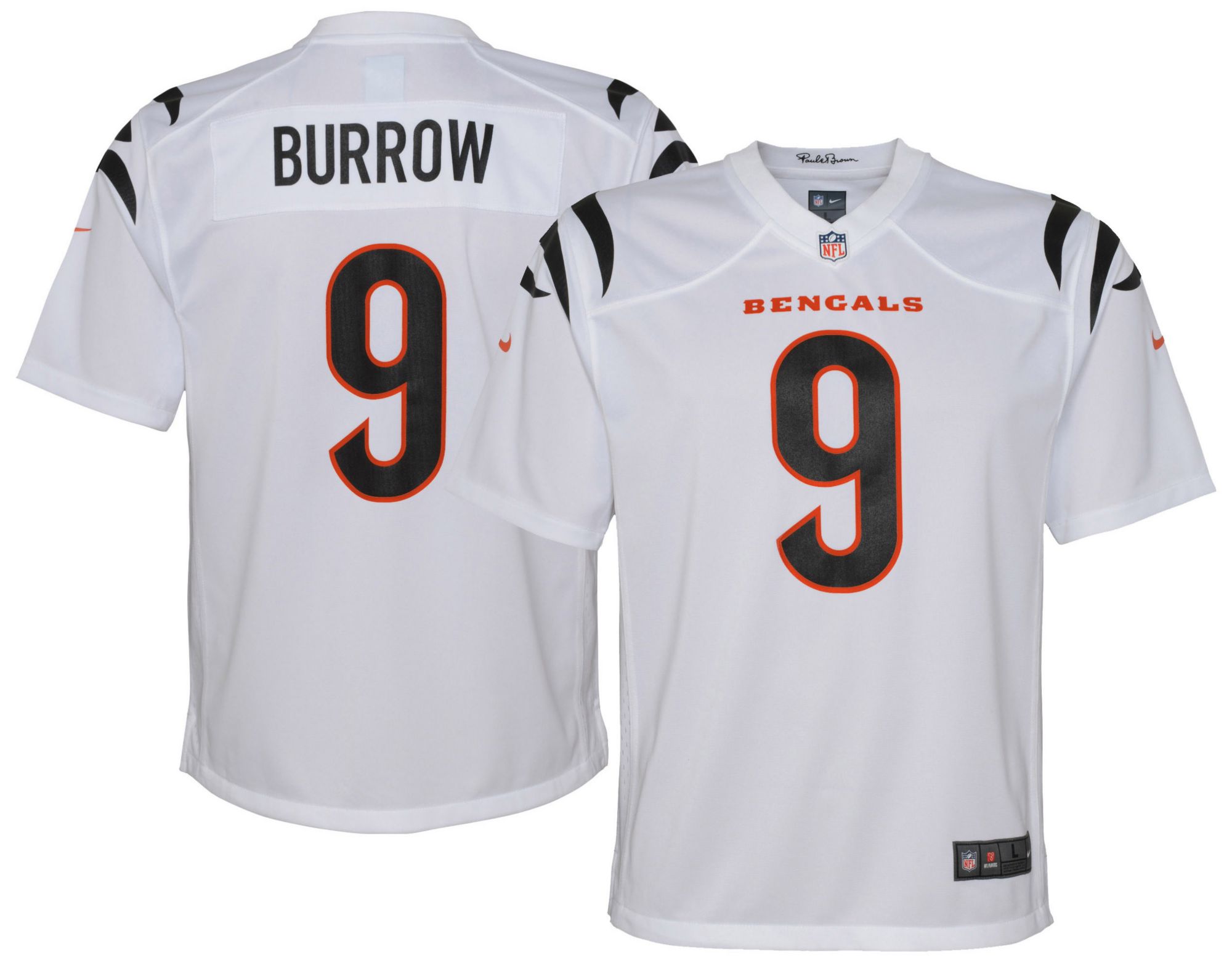 Nike Youth Cincinnati Bengals Joe Burrow #9 White Game Jersey product image