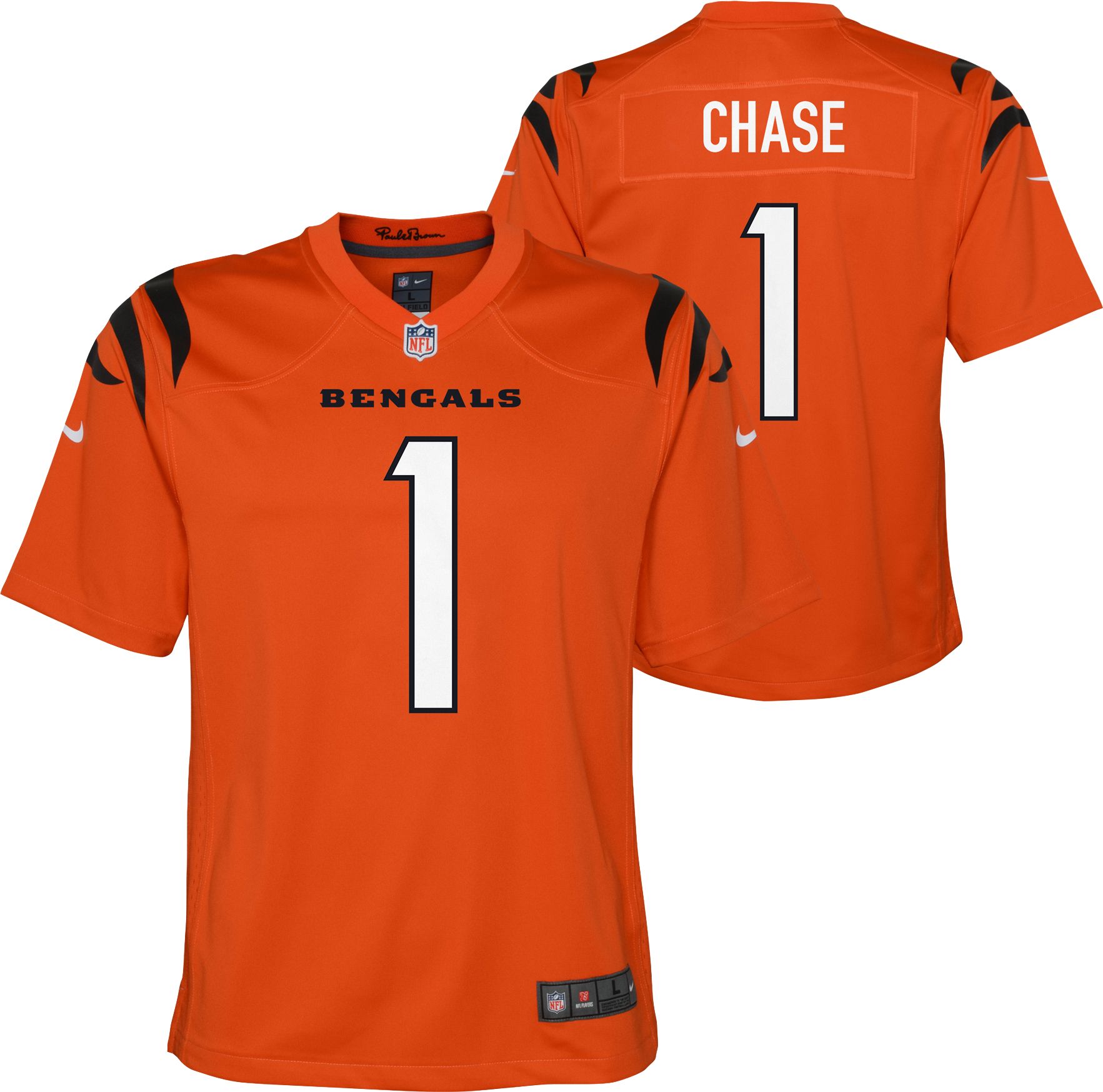 Nike Youth Cincinnati Bengals Ja'Marr Chase #1 Orange Game Jersey product image