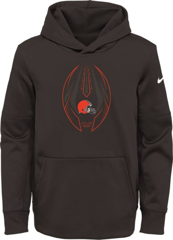 Nike Youth Cleveland Browns Seal Brown Icon Therma Pullover Hoodie