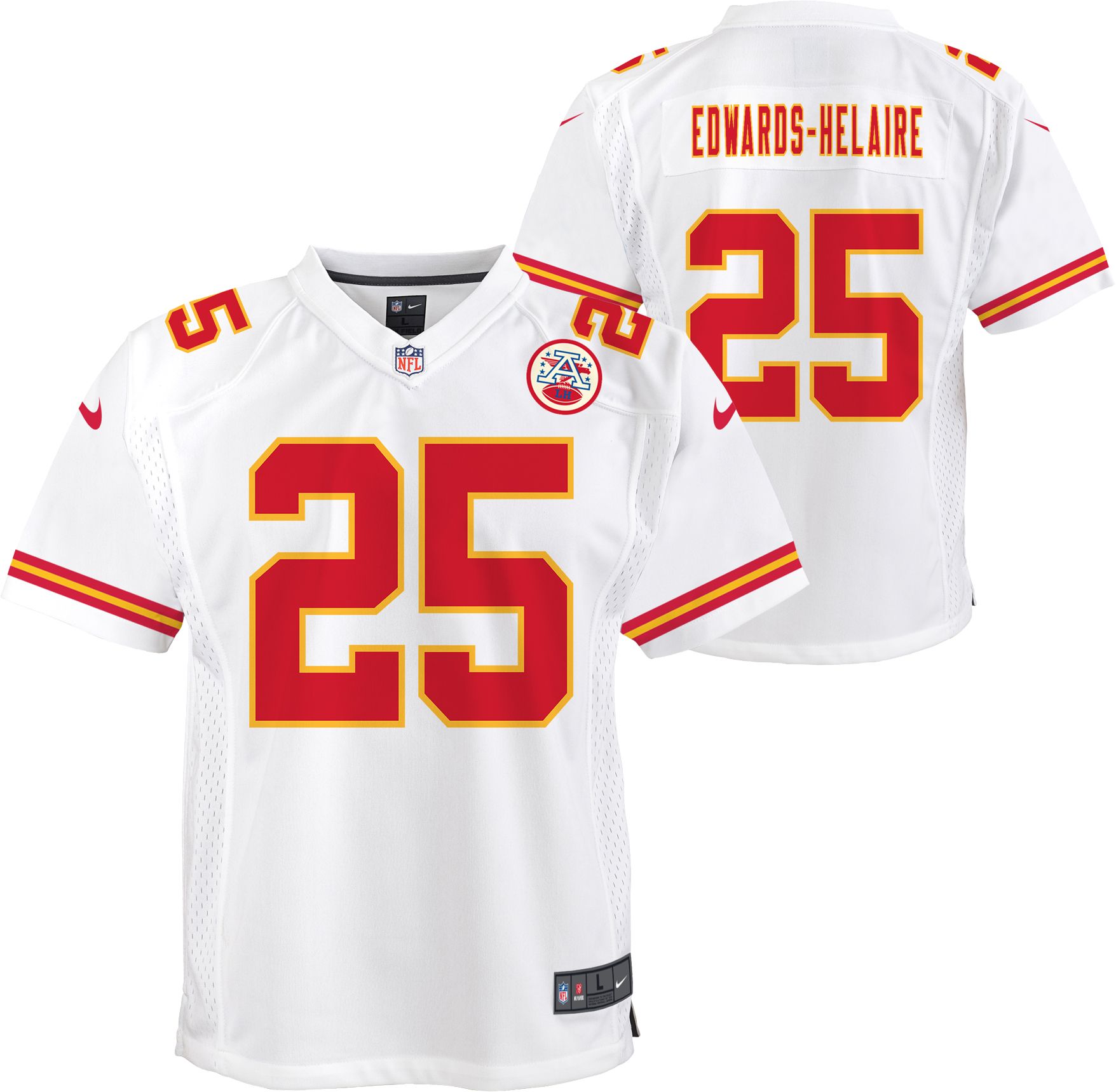 Nike Kansas City Chiefs No25 Clyde Edwards-Helaire White/Pink Women's Stitched NFL Limited Rush Fashion Jersey
