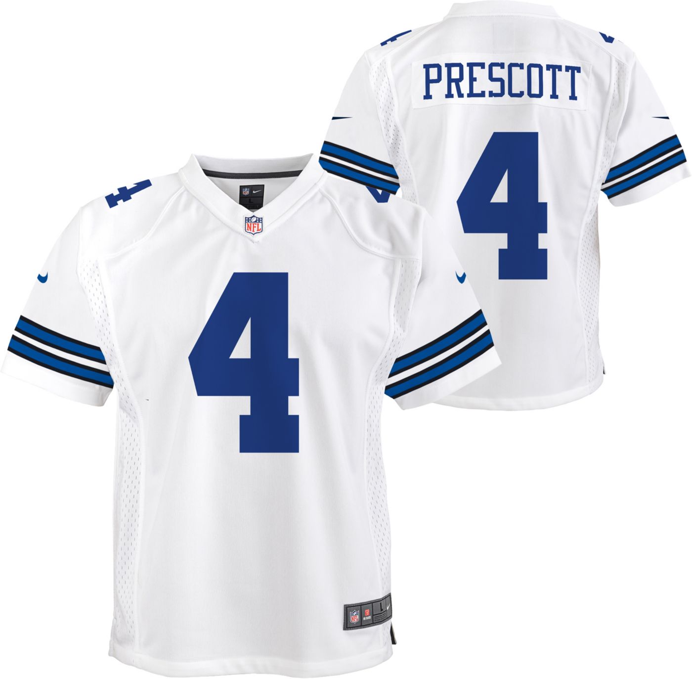 Nike Youth Dallas Cowboys Dak Prescott 4 White Game Jersey Dick s Sporting Goods