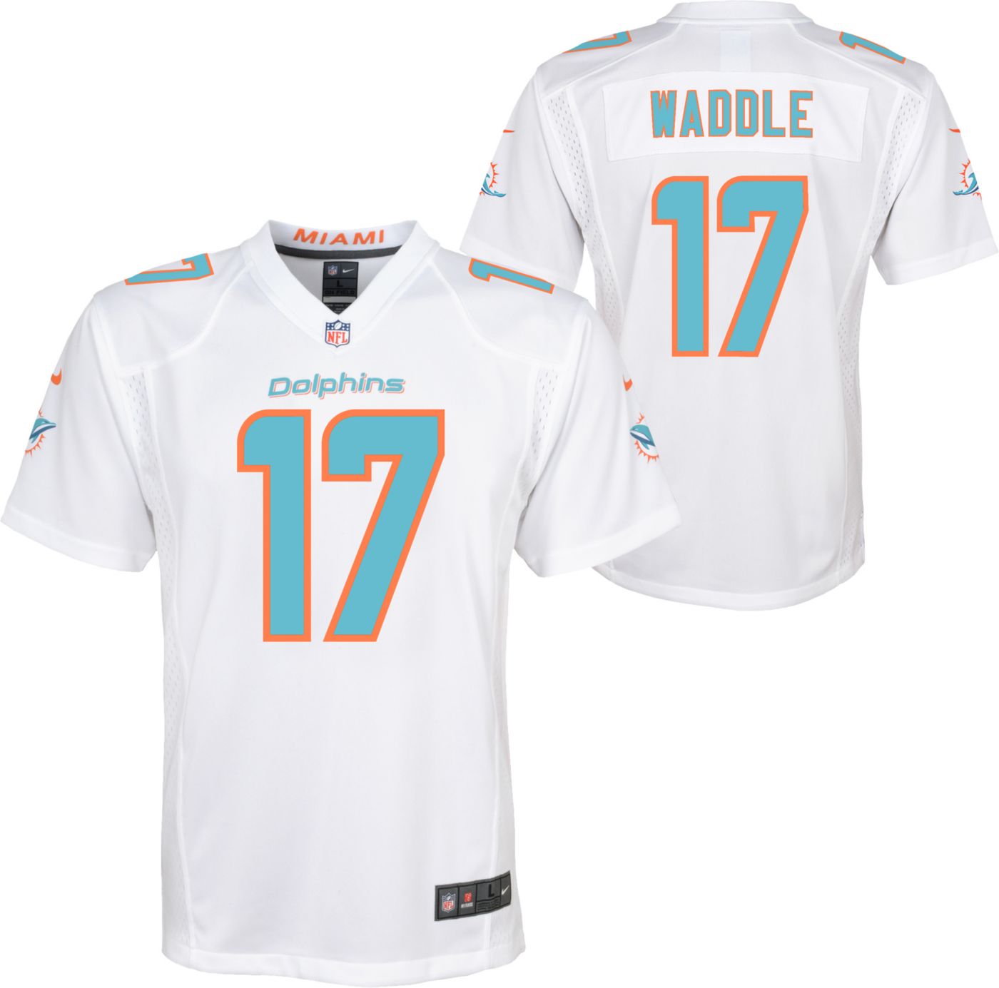 Nike Miami Dolphins high quality Jaylen Waddle #17 NFL On Field Jersey Youth Size L