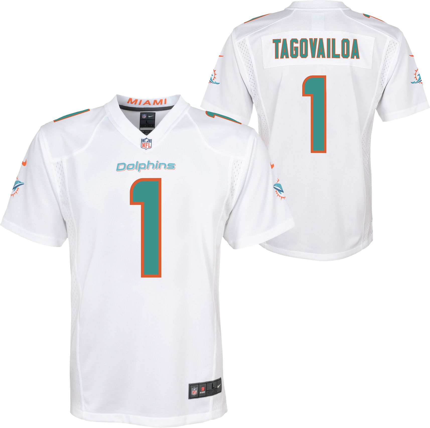 Nike Youth Miami Dolphins Tua Tagovailoa #1 White Game Jersey product image